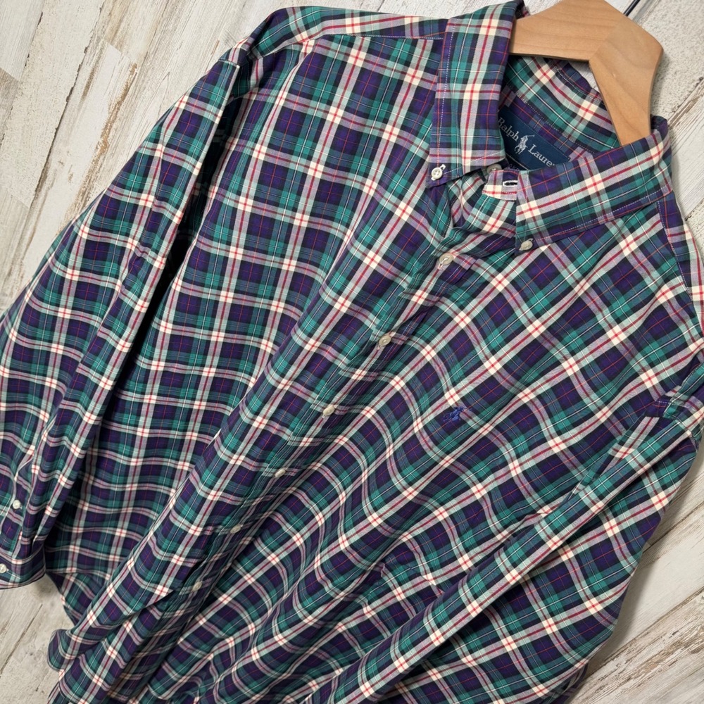 Polo Ralph Lauren Blake Plaid Button Down Long Sleeve Shirt Cotton Mens Large